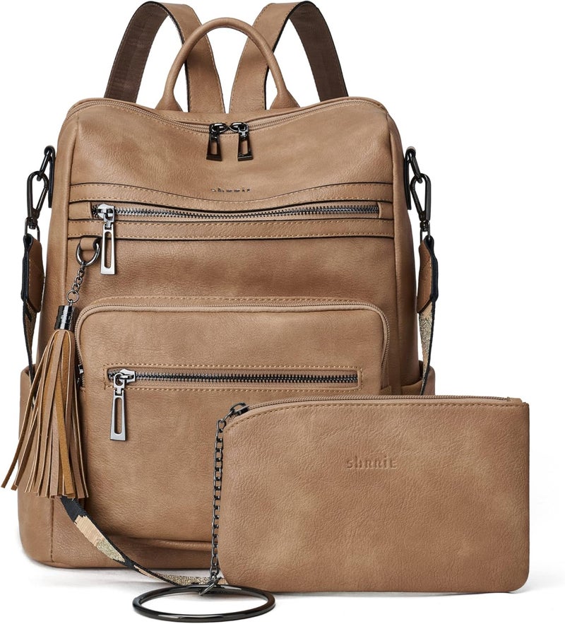 Shrrie Backpack Purse for Women Leather Backpack Fashion Designer Travel Backpack Convertible Shoulder Bag - Image 1